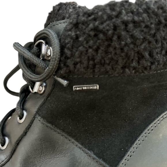 GEOX Rawelle ABX Faux Shearling Trimmed Waterproof Black Boots – Sz 9 - Picture 6 of 8